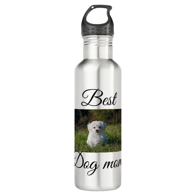 Einfache farbige Tiere geben Foto Hund Mama-Gesche Edelstahlflasche (Vorderseite)