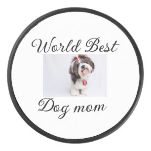 Einfache farbige Tiere geben Foto Hund Mama-Gesche Eishockey Puck