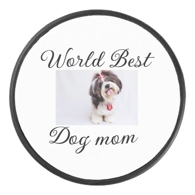 Einfache farbige Tiere geben Foto Hund Mama-Gesche Eishockey Puck (Vorderseite)