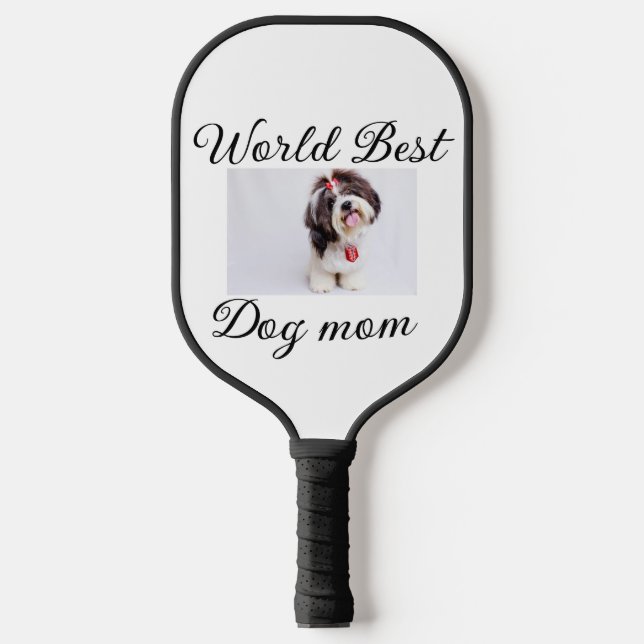 Einfache farbige Tiere geben Foto Hund Mama-Gesche Pickleball Schläger (Vorderseite)