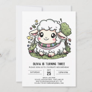Einfache Farm Sheep Digital Geburtstag Einladung