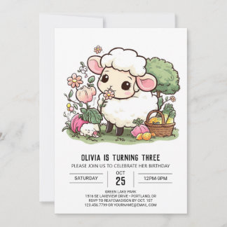 Einfache Farm Sheep Digital Geburtstag Einladung