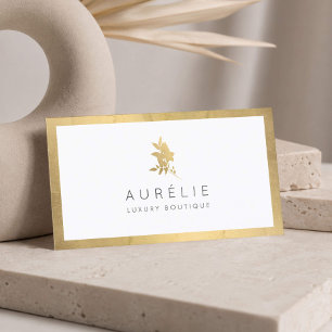 Einfache Faux-Gold-Blumen-Luxus-Boutique Visitenkarte