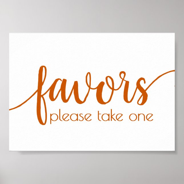 Einfache Favoriten | Fall Orange Hochzeitsfeier Poster (Vorne)