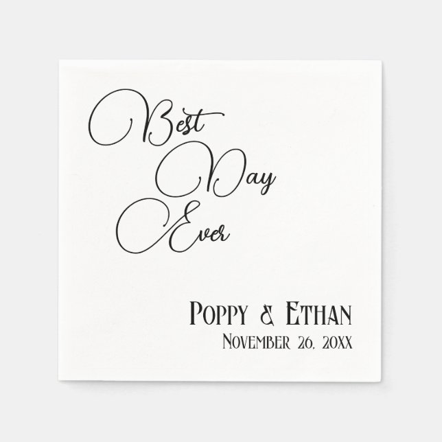 Einfache Feier zum besten Tag je Hochzeit Serviette (Vorderseite)