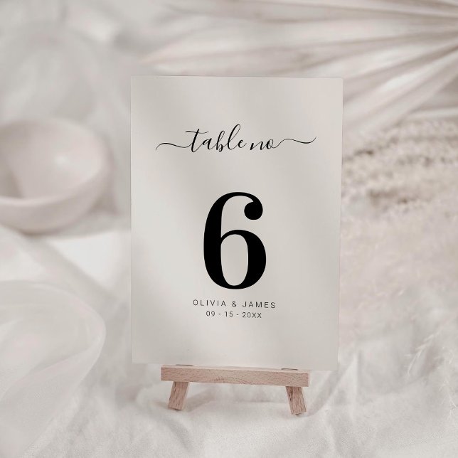 Einfache Festfarbe Off White Hochzeitstischnummer Tischnummer (Von Creator hochgeladen)
