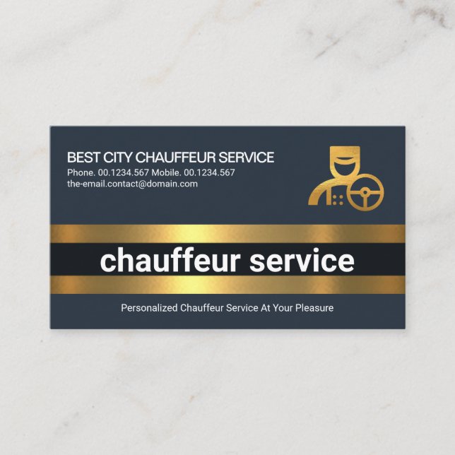 Einfache Fett-Gold-Line-Lagen Fahrer Chauffeur Visitenkarte (Vorderseite)