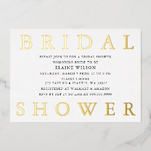 Einfache, fette Buchstaben Moderne Bridal Shower Folieneinladung