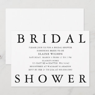 Einfache, fette Buchstaben Modernes Brautparty Einladung