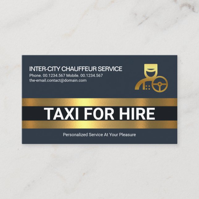 Einfache, fette Goldlinienschichten Taxi Chauffeur Visitenkarte (Vorderseite)