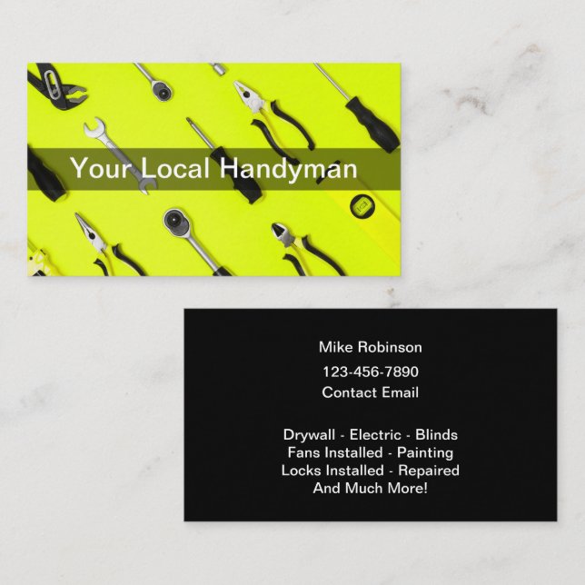 Einfache, fette Handyman Style Business Cards Visitenkarte (Vorne/Hinten)