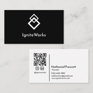 Einfache, fette Moden Sleek Look Schwarz-weiß QR C Visitenkarte