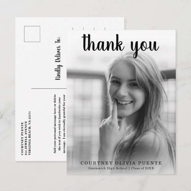 Einfache, fette Typografie Moderner Abschluss Postkarte (Vorne/Hinten)