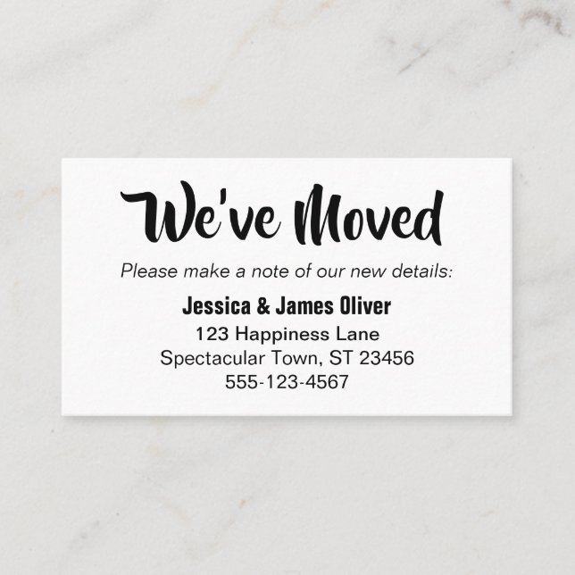 Einfache, fette Typografie "We ve Moved"-Karte Visitenkarte (Vorderseite)