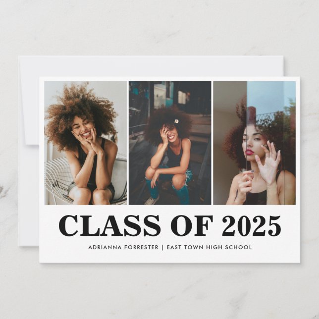 Einfache Fettklasse 2025 Graduate Foto Collage Einladung (Vorderseite)