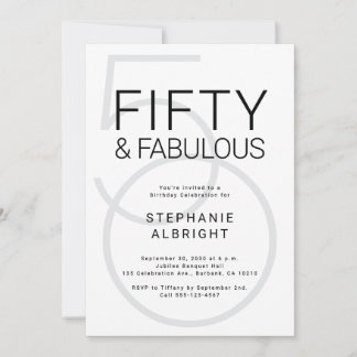 Einfache Fifty and Fabulous 50. Geburtstagsfeier Einladung