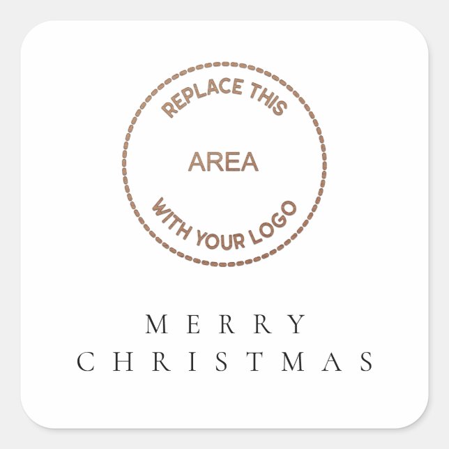 Einfache Firmenlogos Frohe Weihnachten Quadratischer Aufkleber (Vorderseite)