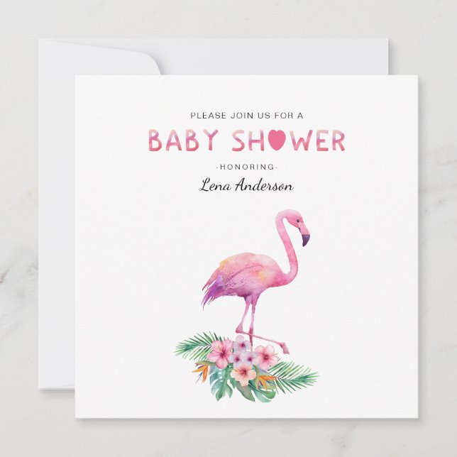 Einfache Flamingo Kinderdusche laden ein Einladung (Vorderseite)