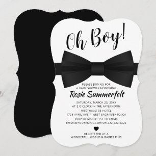 Einfache Fliege Schwarz & Weiß   Babyparty Einladung