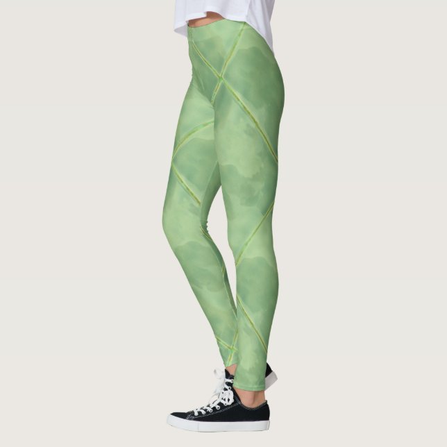 Einfache Fliesen mit grüner Schachtel-Keramik Leggings (Links)
