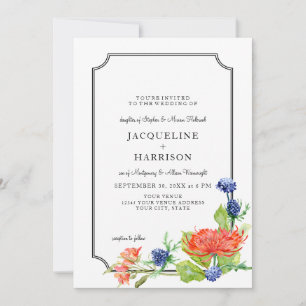 Einfache Flora Wasserfarbe Herbst Orange Mum Thist Einladung