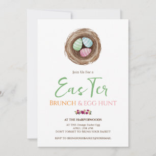 Einfache florale Aquarelljagd Osterbrunch Ei Einladung