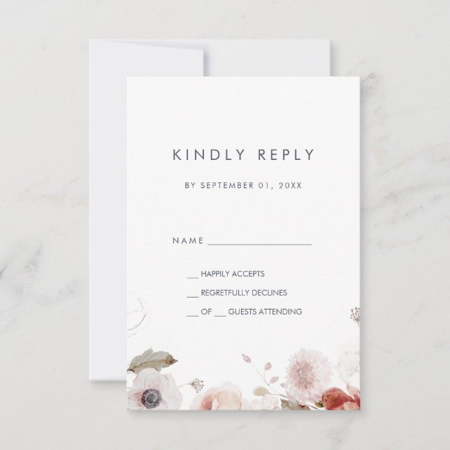 Einfache florale einfache RSVP-Karte RSVP Karte (Vorderseite)