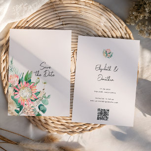 Einfache Florale Eukalyptus-Pampasgras-Protea Save The Date