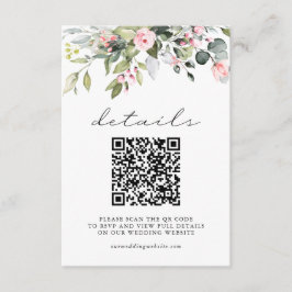 Einfache Florale Eukalyptusblätter QR-Code Hochzei Begleitkarte