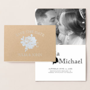 Einfache, florale Hand Save the Date Gezeichnet Folienkarte