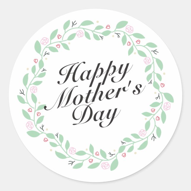 Einfache florale Kreideklemme für Mutter Runder Aufkleber (Vorderseite)