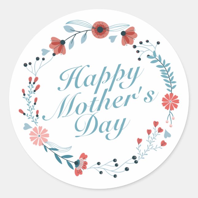 Einfache florale Kreideklemme für Mutter Runder Aufkleber (Vorderseite)