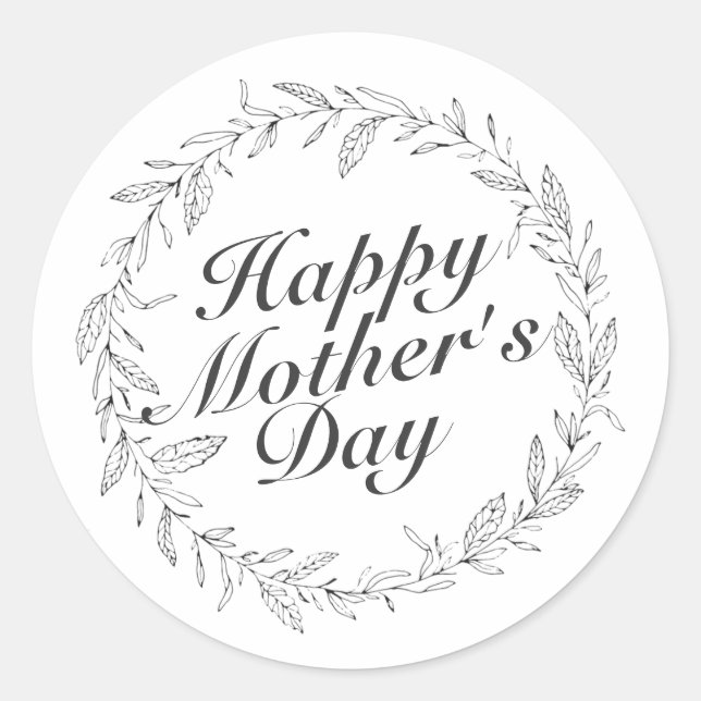 Einfache florale Kreideklemme für Mutter Runder Aufkleber (Vorderseite)