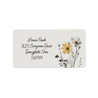 Einfache florale, Minimalistische, Daisy-Blume Adressaufkleber