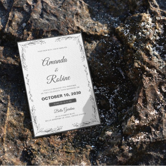 Einfache florale Moderne Minimalistische Hochzeits Einladung (Von Creator hochgeladen)