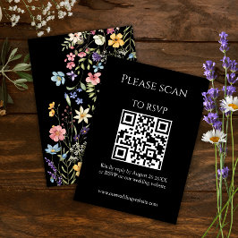 Einfache florale Moderne QR Code & UAWG Wedding RSVP Karte