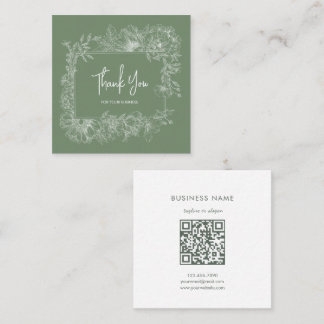 Einfache florale natürliche Leaf Green QR Code Vie Quadratische Visitenkarte