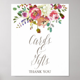 Einfache Florale Wasserfarben Blumenstrauß Karten  Poster
