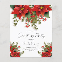 Einfache florale Weihnachtsfeier Einladung Menü