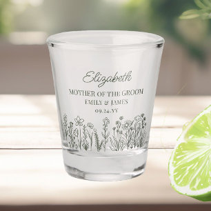 Einfache Florale Wildblumen Hochzeitsfeier Schnapsglas