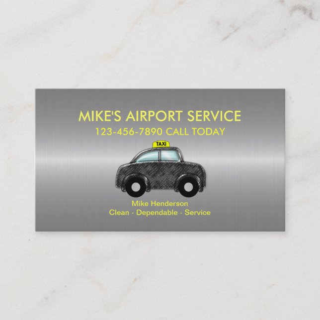 Einfache Flughafen-Taxi-Visitenkarten Visitenkarte (Vorderseite)