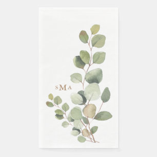 Einfache Foliage Gold Monogram Wedding Guest Serviette