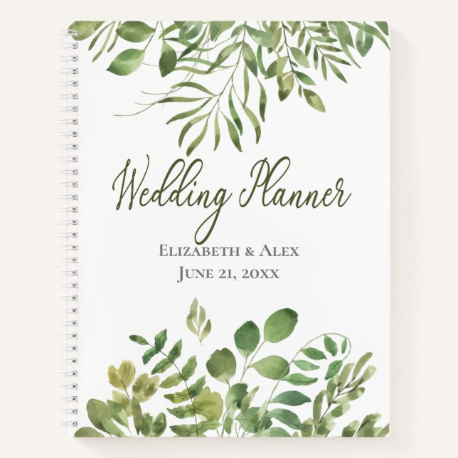 Einfache Foliage |mit Kostenvoranschlag | Hochzeit Notizbuch (Vorderseite)