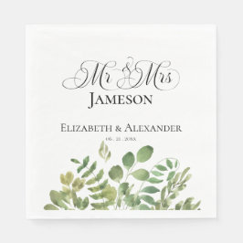 Einfache Foliage, Mr. & Mrs. Wedding Reception Serviette