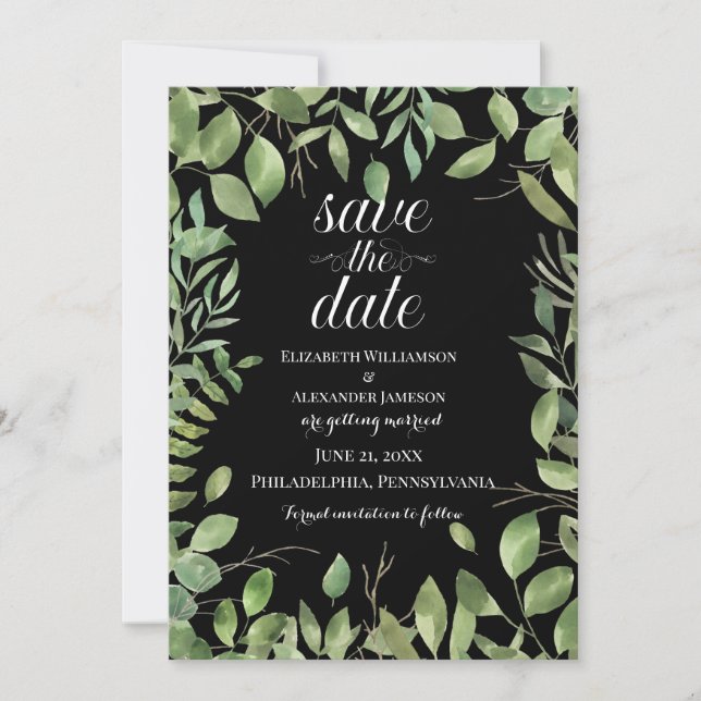 Einfache Foliage, Save the Date Hochzeit (Vorderseite)