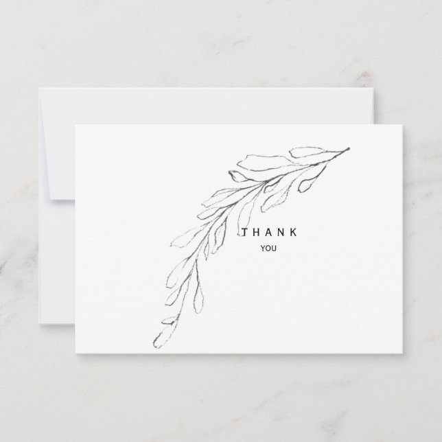 Einfache Foliage Stem Beerdigung Danke Name & Datu (Vorderseite)