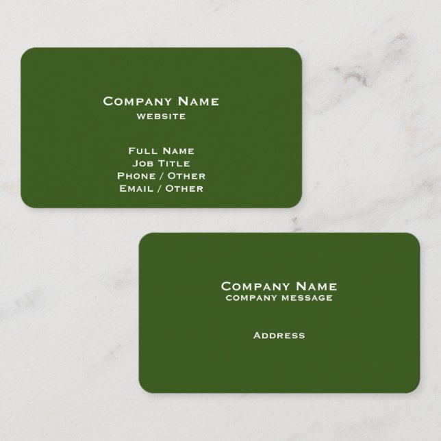 Einfache Forest Green Business Card Visitenkarte (Vorne/Hinten)