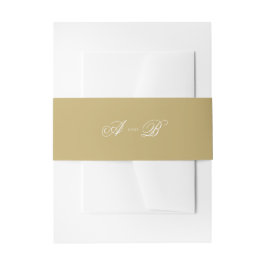 Einfache formale Gold- und White-Monogram-Hochzeit Einladungsbanderole