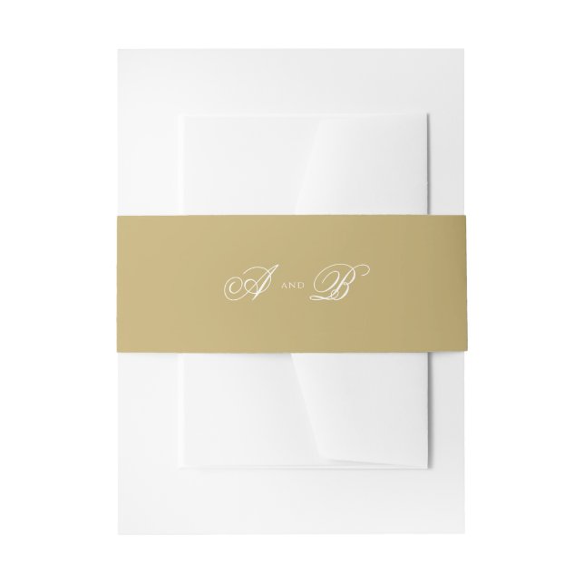 Einfache formale Gold- und White-Monogram-Hochzeit Einladungsbanderole (Vorderseite Beispiel)