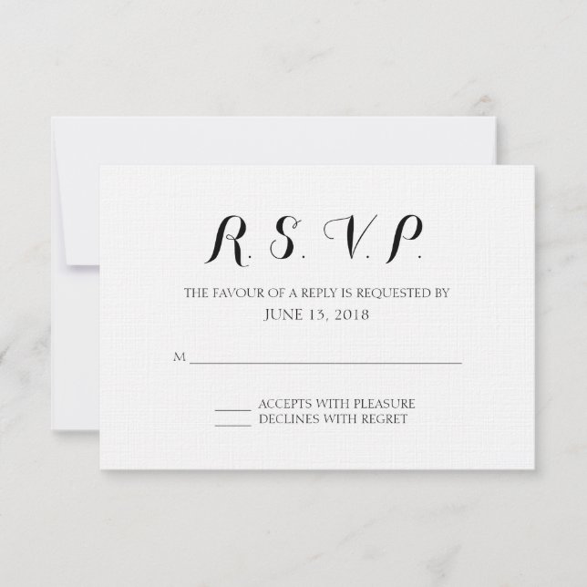 Einfache formale Hochzeitkarte RSVP Karte (Vorderseite)